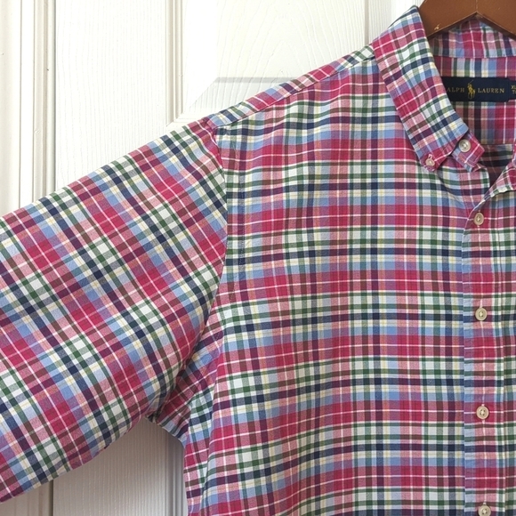 Ralph Lauren Classic Preppy Plaid Long Sleeve Button Down Shirt Hot Pink XL - Picture 7 of 12